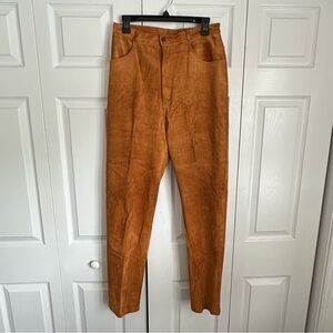 Vintage Design Assets Pants Womens 12 Suede Leather Straight Lined 90s Western